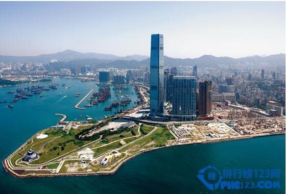 香港最高楼：环球贸易广场(118层/高484米)
