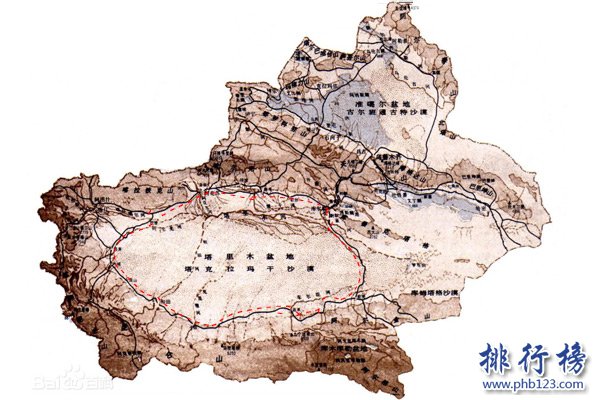 中国四大盆地,最大的盆地塔里木盆地好似一个巨大的碗口