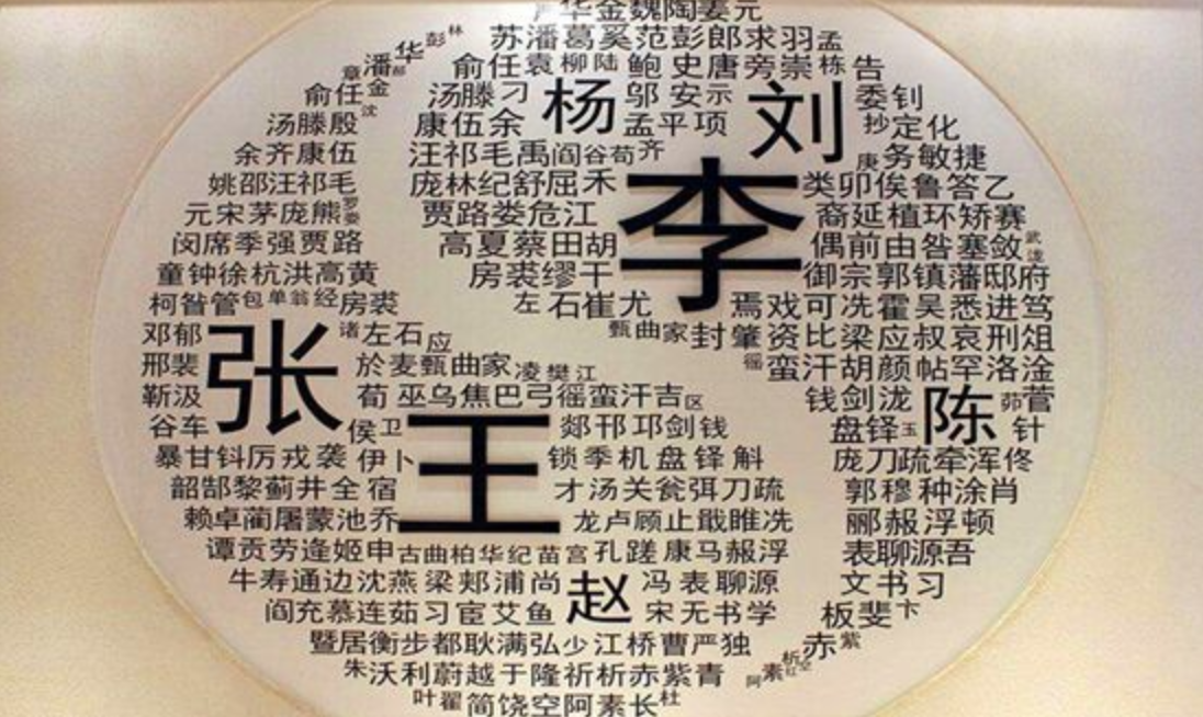 中国当今十大姓氏排名