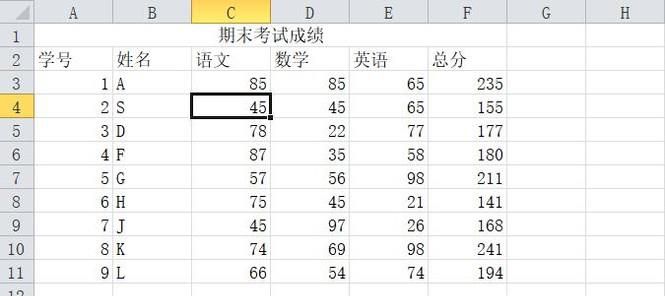 Excel求学生成绩的最高分和最低分