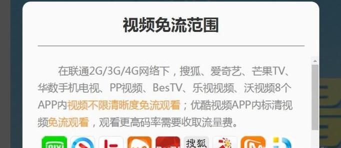 联通畅视卡免流范围是什么