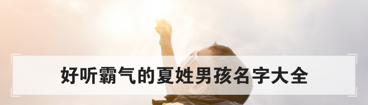 好听霸气的夏姓男孩名字大全
