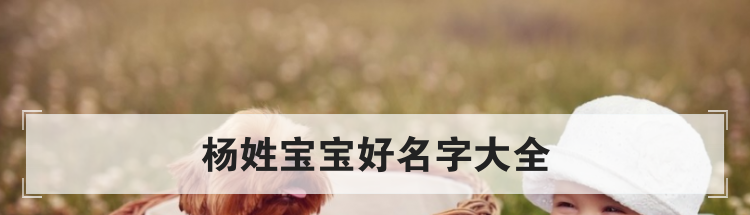 杨姓宝宝好名字大全