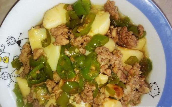 青椒肉末焖日本豆腐