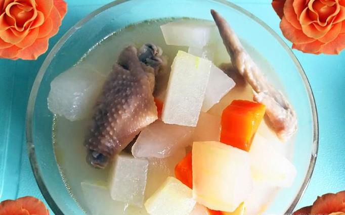鸡翅炖营养好吃的胡萝卜白皮冬瓜三棵绿豆芽