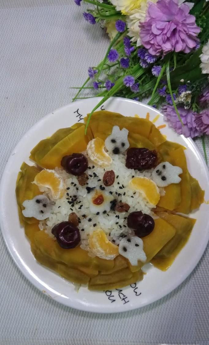 怎样做花样南瓜甜糯米饭？