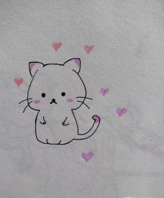 如何画可爱的卡通小猫