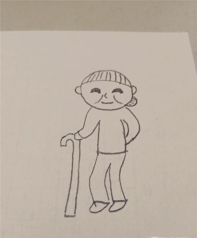 简笔画老奶奶的画法
