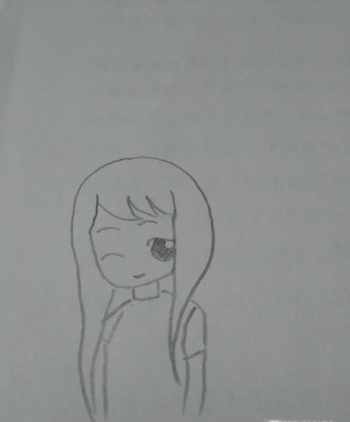 多妈简笔画人物用"人"字来画一个长发小女孩