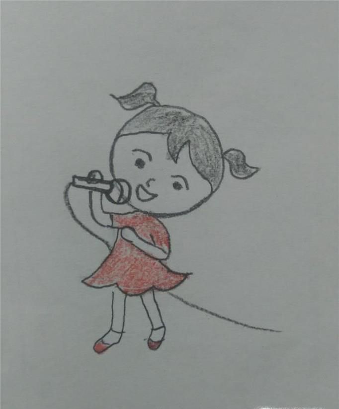 唱歌的小女孩简笔画