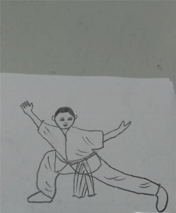 儿童简笔画之练习武术的小孩