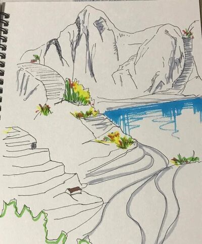 如何绘制高山风景速写?