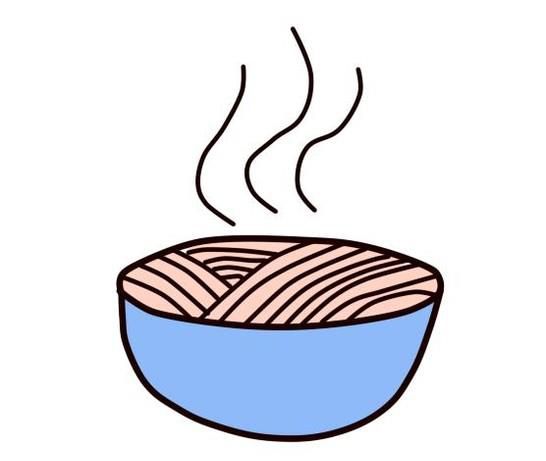 一碗面条的简笔画