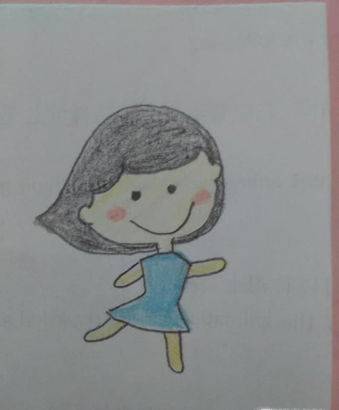 卡通人物女孩彩色简笔画怎么画