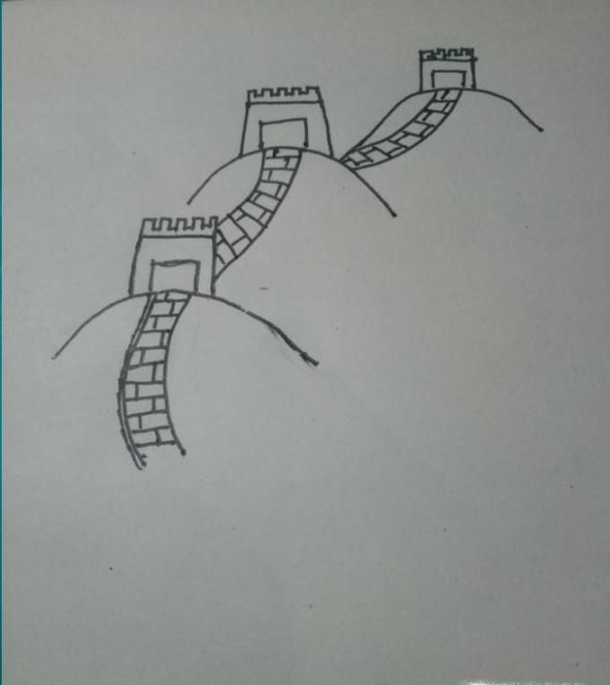 手绘长城简笔画教程-怎么教小孩画长城儿童画