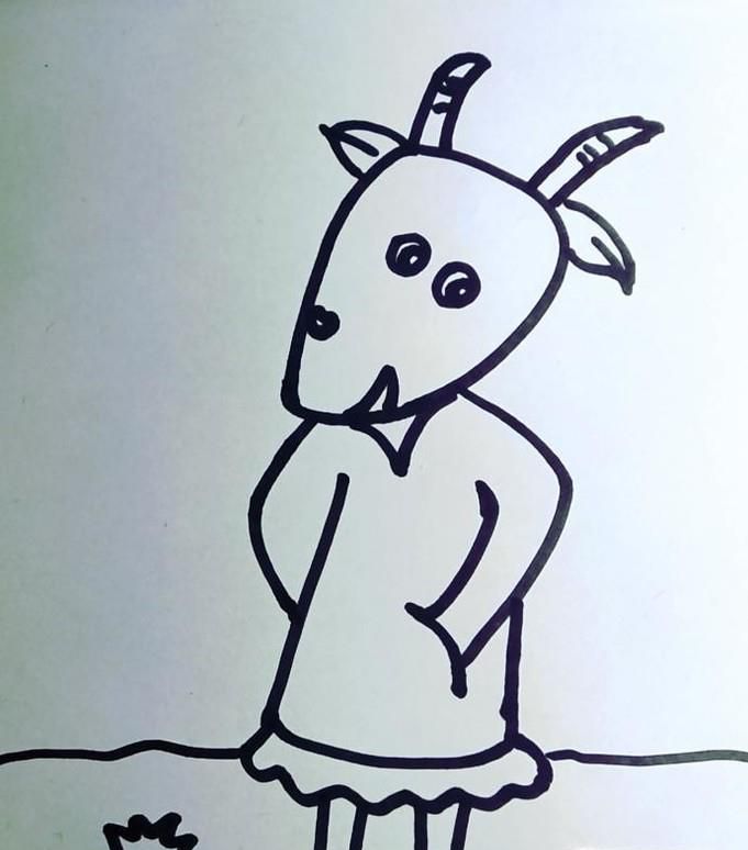 卡通版山羊的简笔画怎么画?