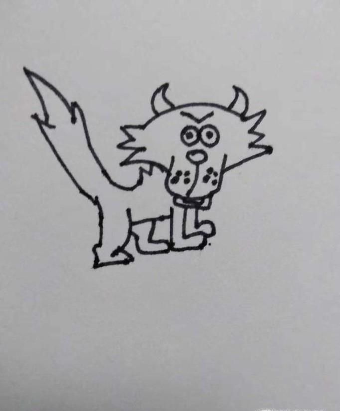 卡通狼的简笔画怎么画呢?