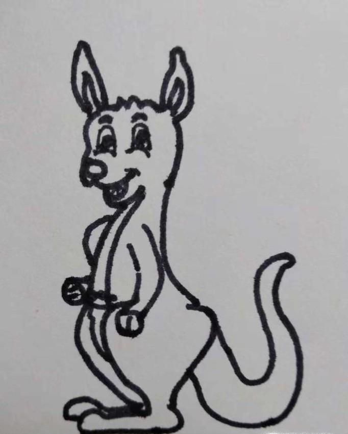 可爱袋鼠的简笔画怎么画呢?