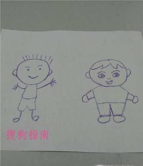 小男孩的两种简笔画画法